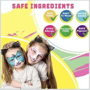 BNWT Bowitzki 23 Color Face Paint Kit Makeup Paint Kit Colorful Stencil Set